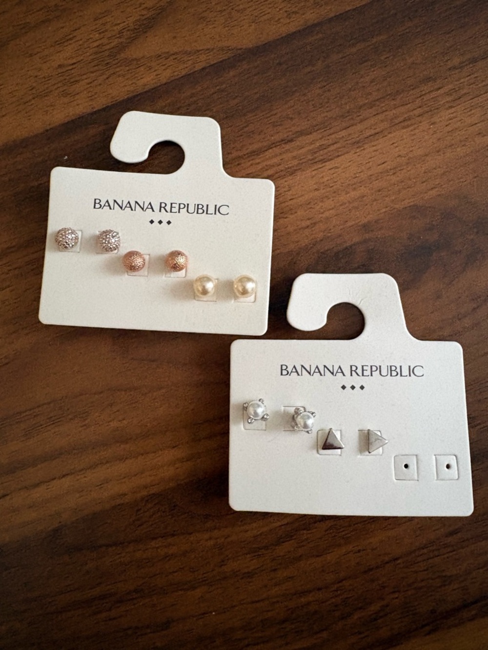 Banana Republic 5-Pair Mixed Stud Earring Set - Rose Gold, Pearl, Silver